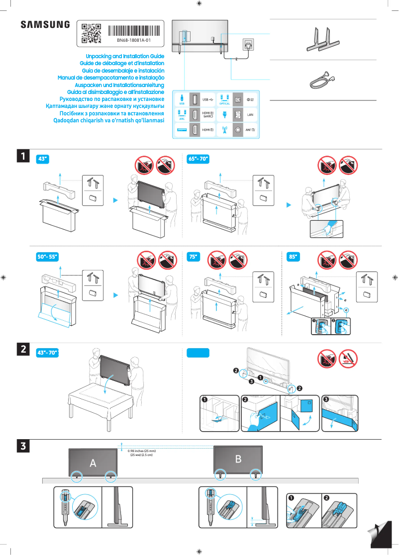 Page 1 de la notice Guide d'installation Samsung UA65DU8000U