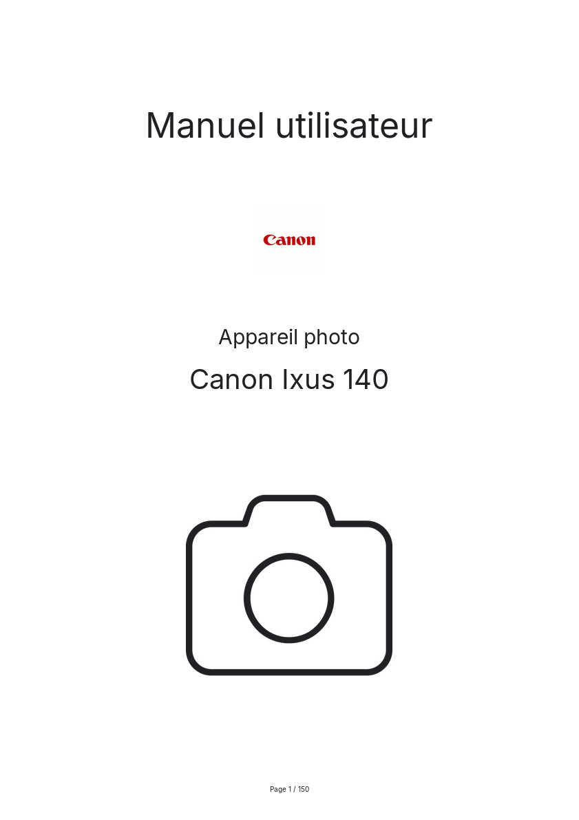 Image de la première page du manuel de l'appareil Ixus 140