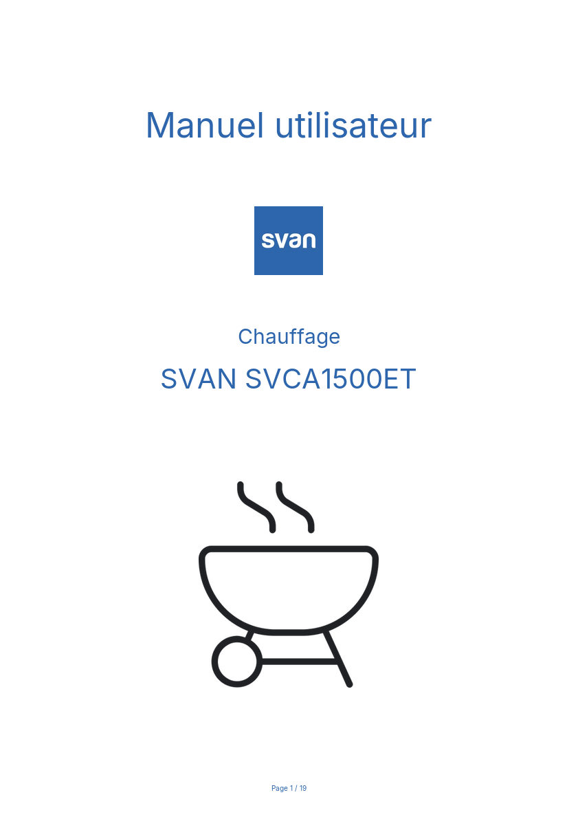 Page n°1 - Manuel utilisateur SVAN SVCA1500ET