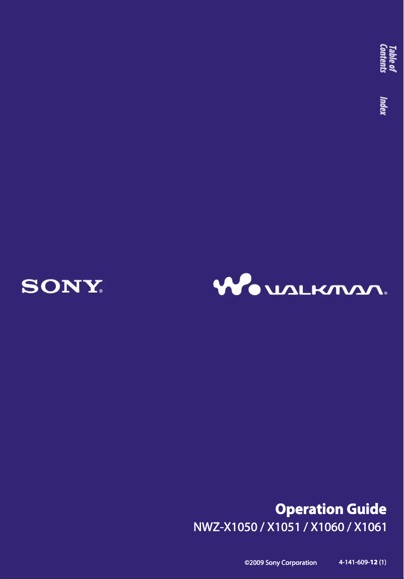 Page n°1 - Manuel utilisateur Sony Walkman NWZ-X1061