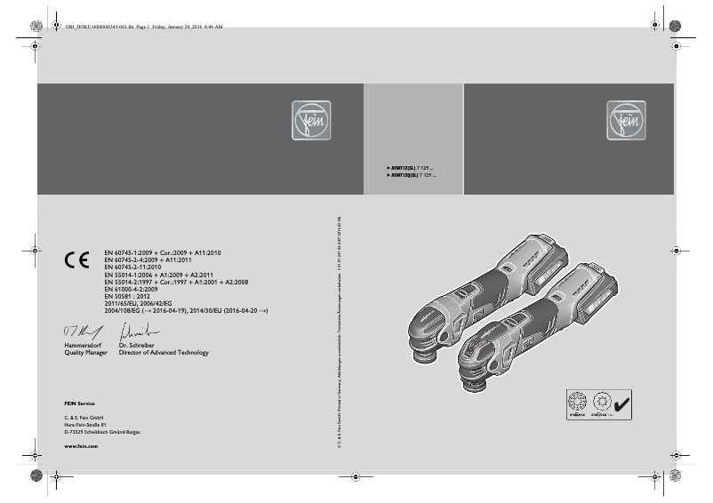 Page 1 de la notice Manuel utilisateur Fein AFMT 12 QSL