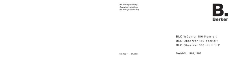 Page n°1 - Manuel utilisateur Berker 17840001