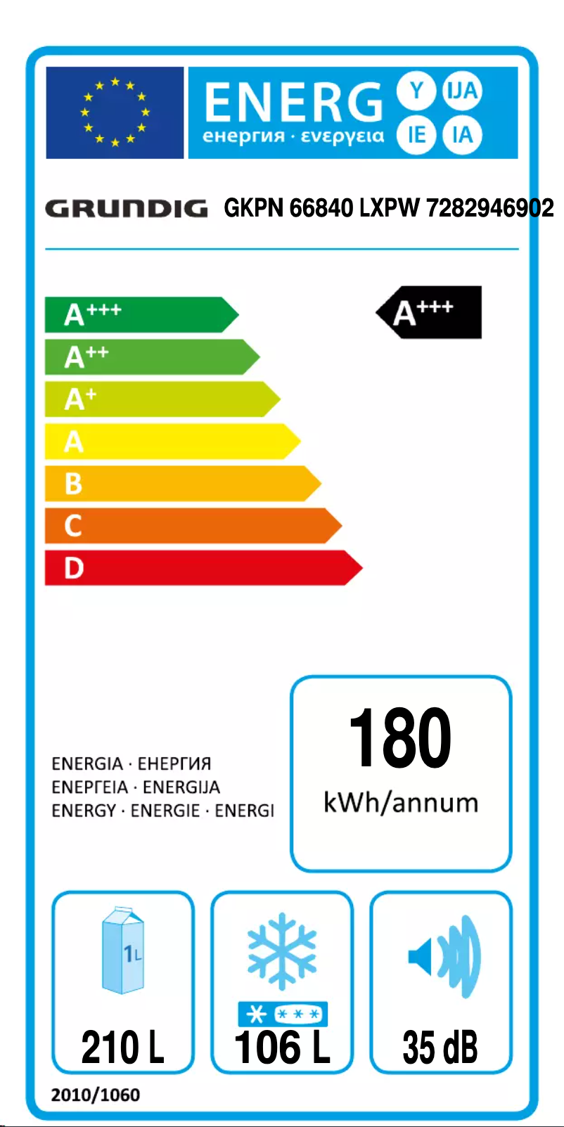 Page n°1 - Label énergétique Grundig GKPN 66840 LXPW