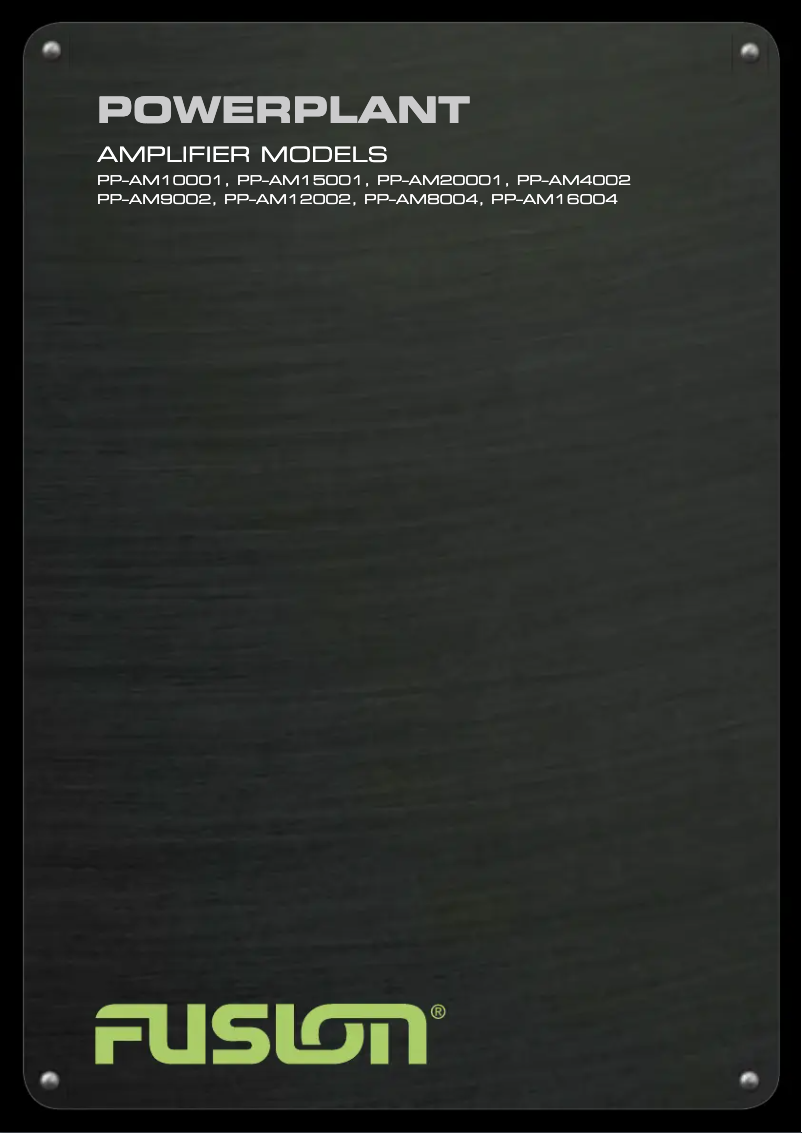 Page 1 of the manual User Manual Fusion PP-AM20001