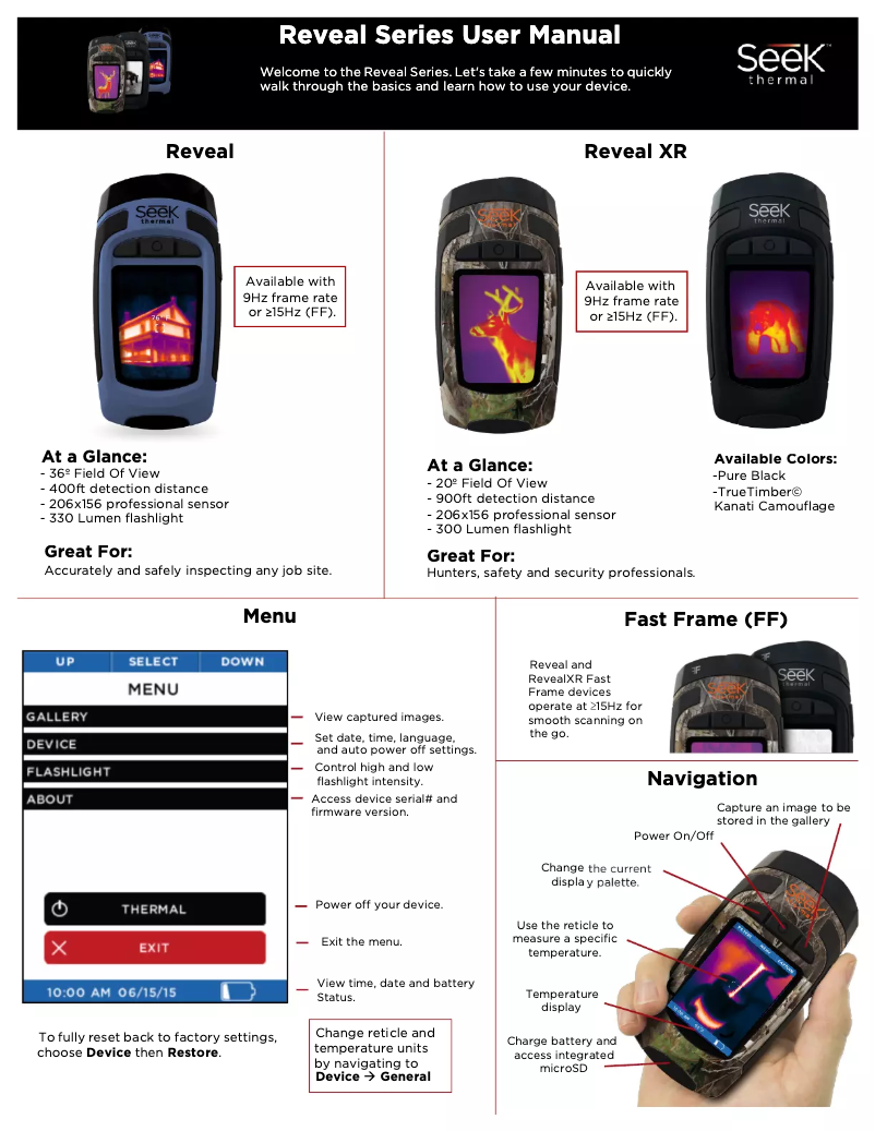 Page 1 de la notice Manuel utilisateur Seek Thermal Reveal