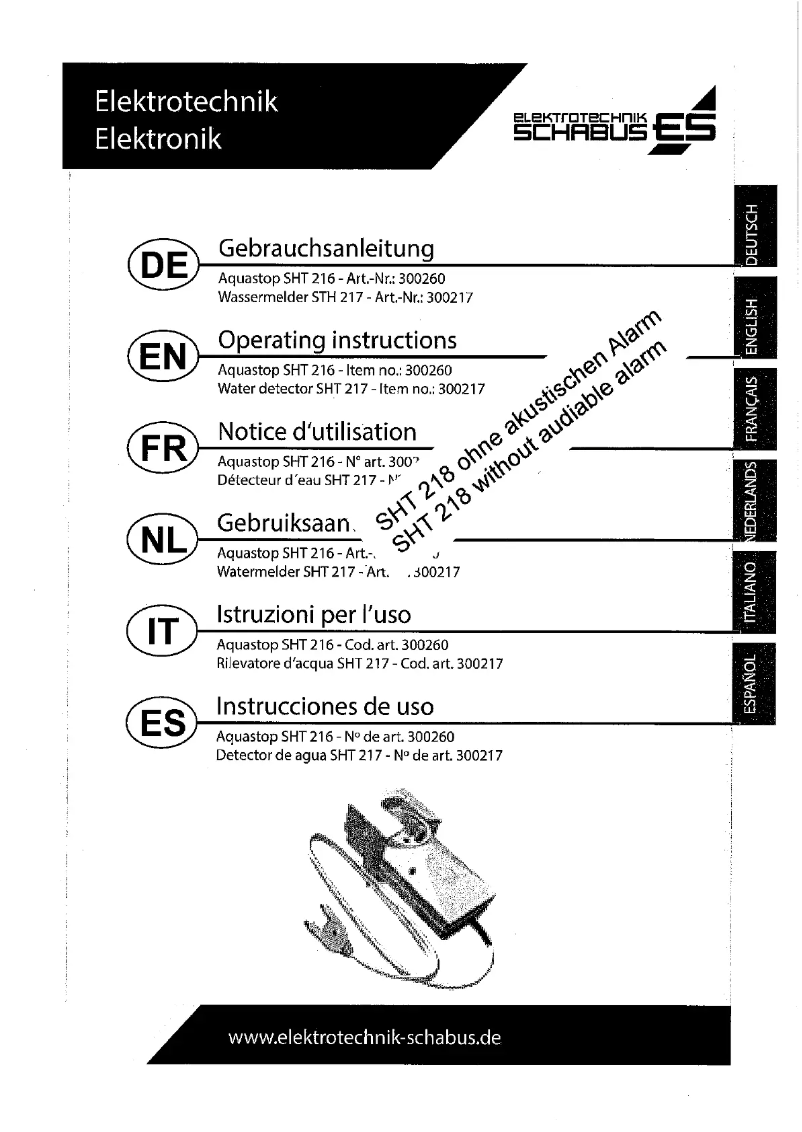 Image de la première page du manuel de l'appareil SHT 218