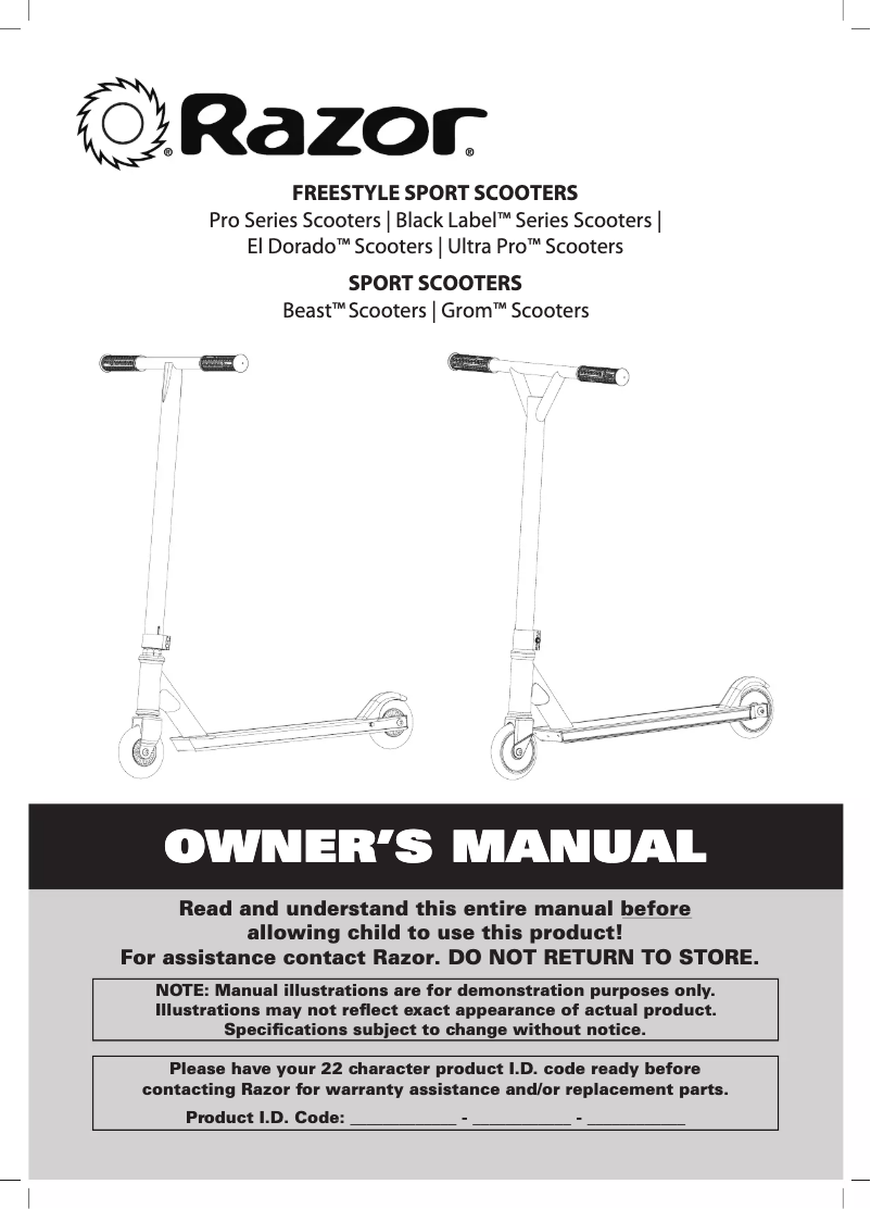 Page 1 de la notice Manuel utilisateur Razor Beast