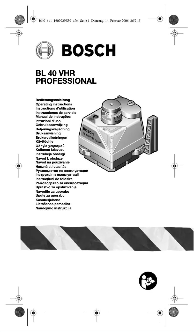 Page 1 de la notice Manuel utilisateur Bosch BL 40 VHR Professional