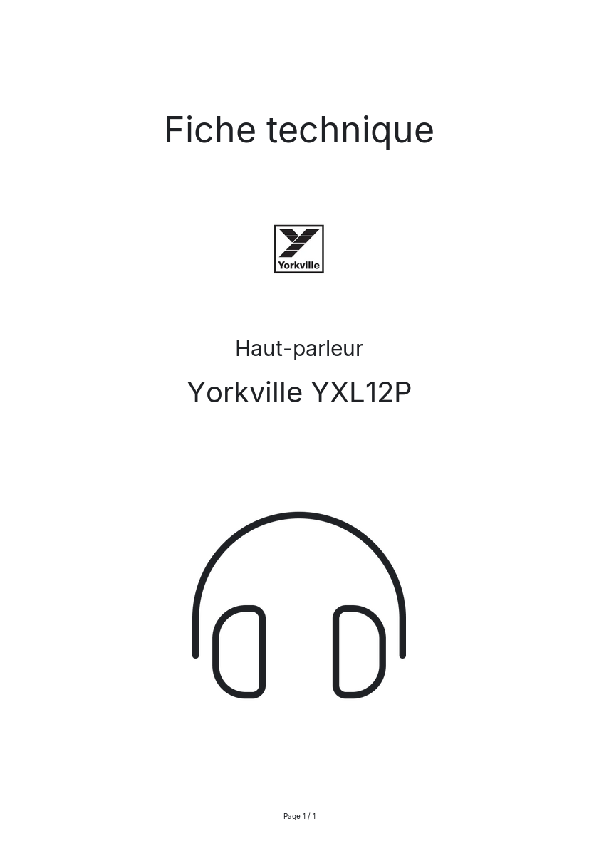 Page n°1 - Fiche technique Yorkville YXL12P