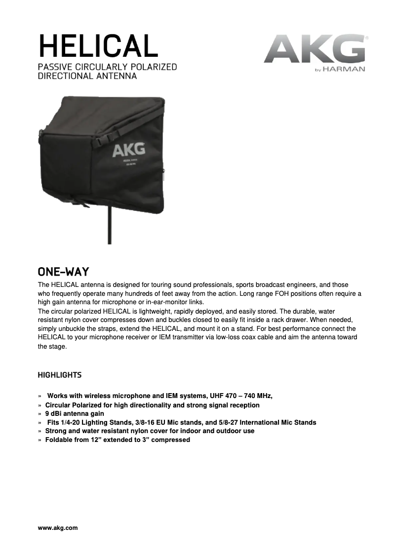 Page n°1 - Manuel utilisateur AKG HELICAL