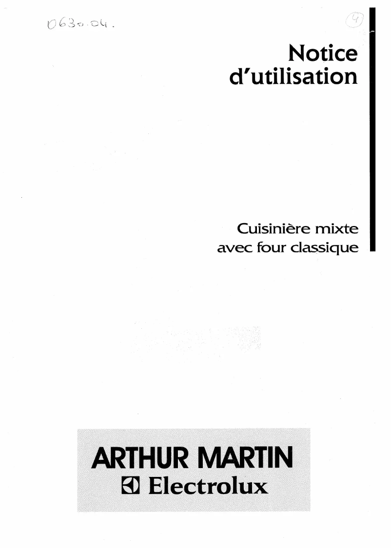 Page n°1 - Manuel utilisateur Arthur Martin-Electrolux CM6365