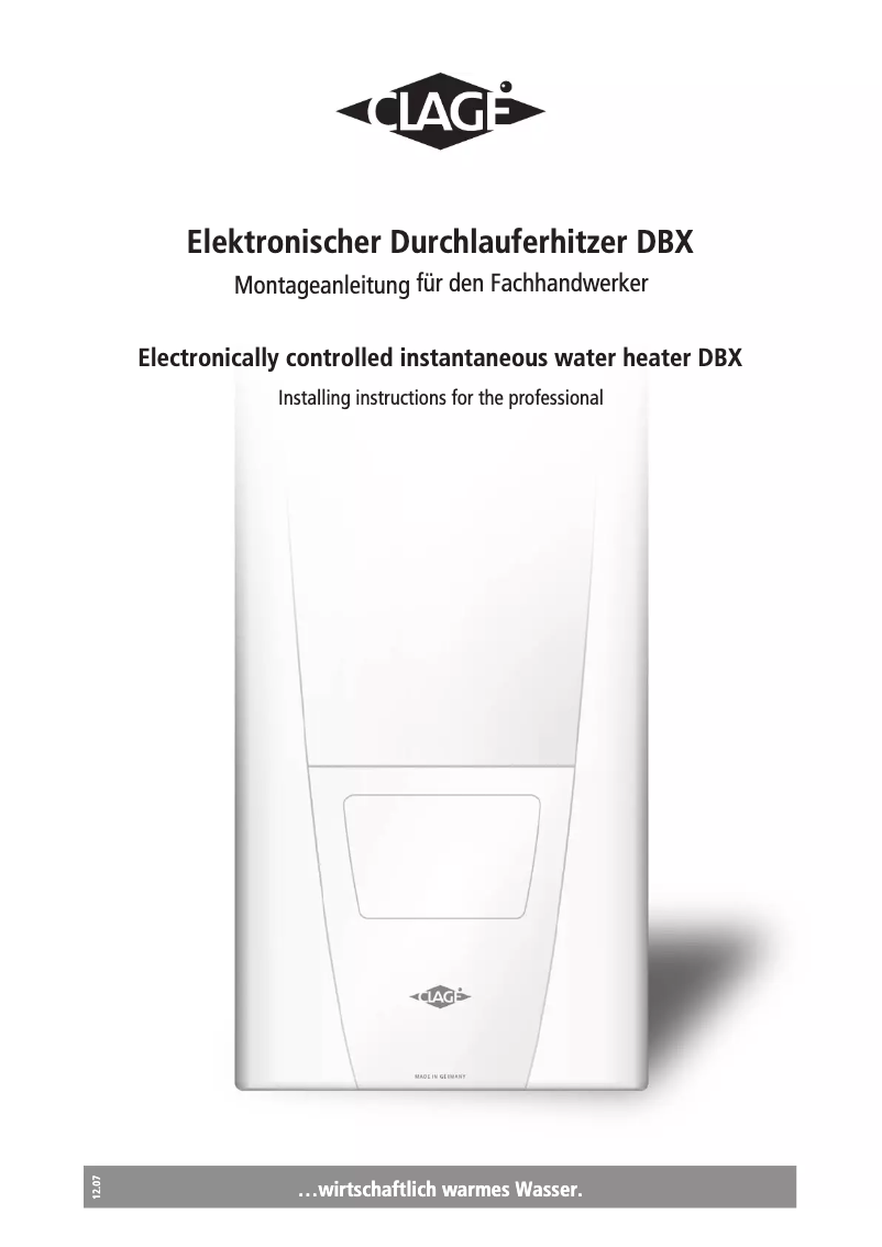 Page 1 de la notice Manuel utilisateur Clage DBX