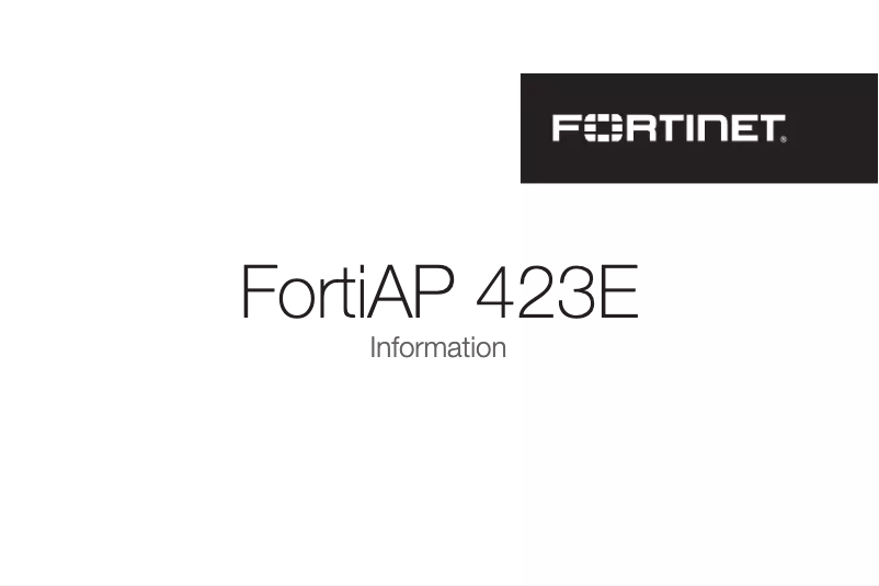 Page n°1 - Manuel utilisateur Fortinet FortiAP 423E