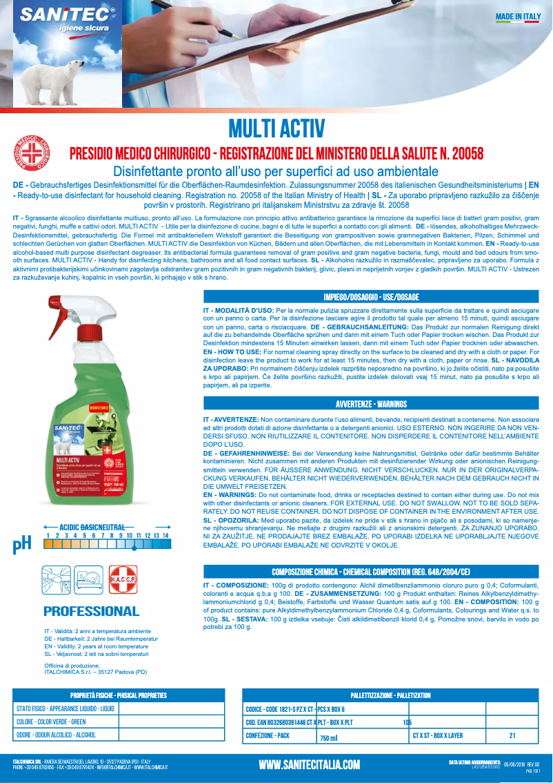 Page n°1 - Manuel utilisateur Sanitec Multi Activ