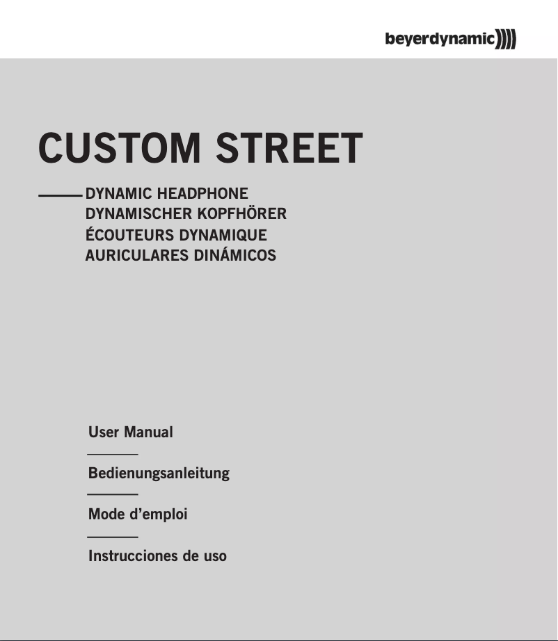 Page 1 de la notice Manuel utilisateur Beyerdynamic Custom Street