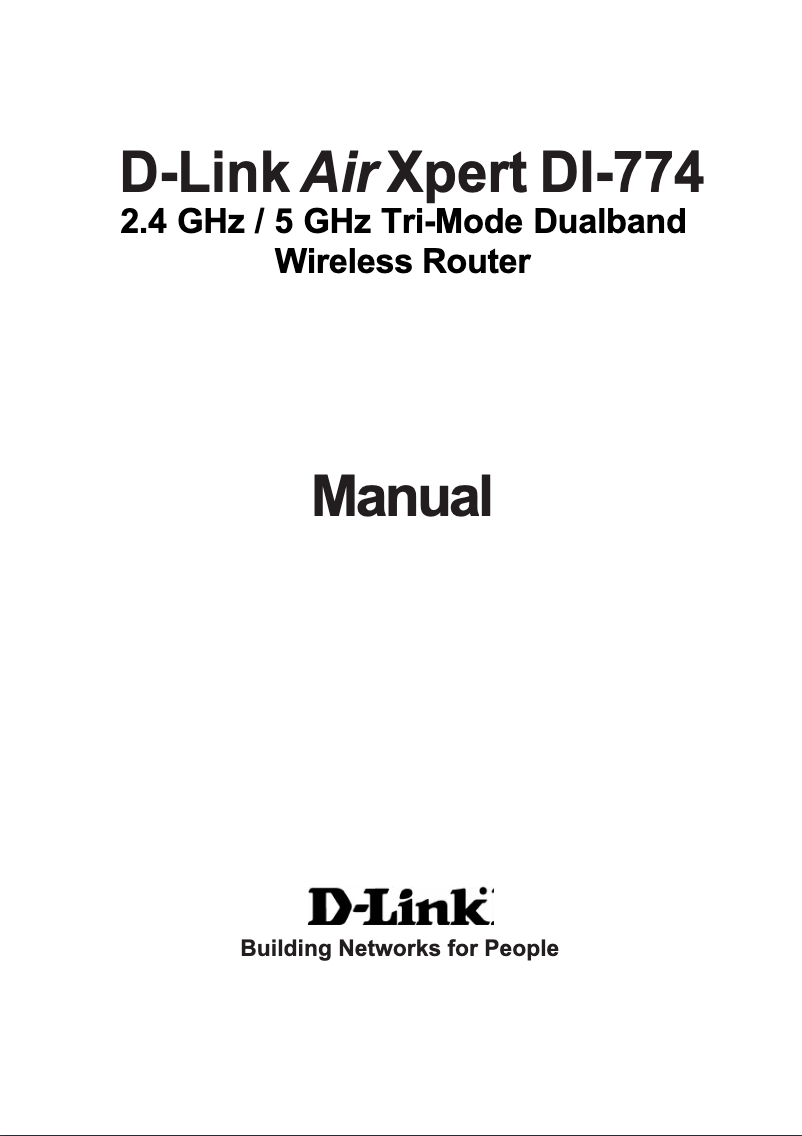Page n°1 - Manuel utilisateur D-Link DI-774