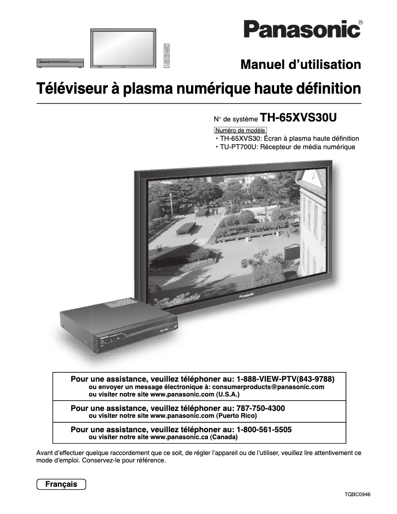 Image de la première page du manuel de l'appareil TU-PT700U