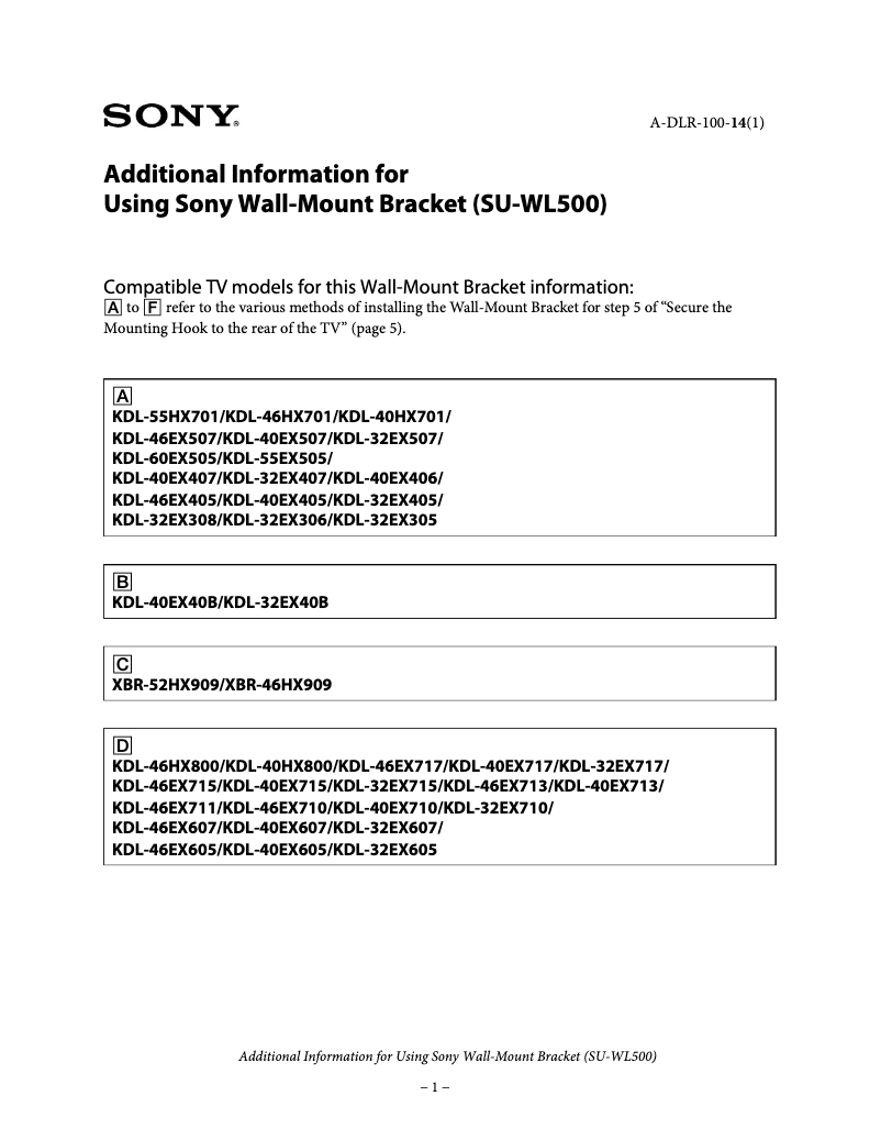 Image de la première page du manuel de l'appareil KDL-32EX300