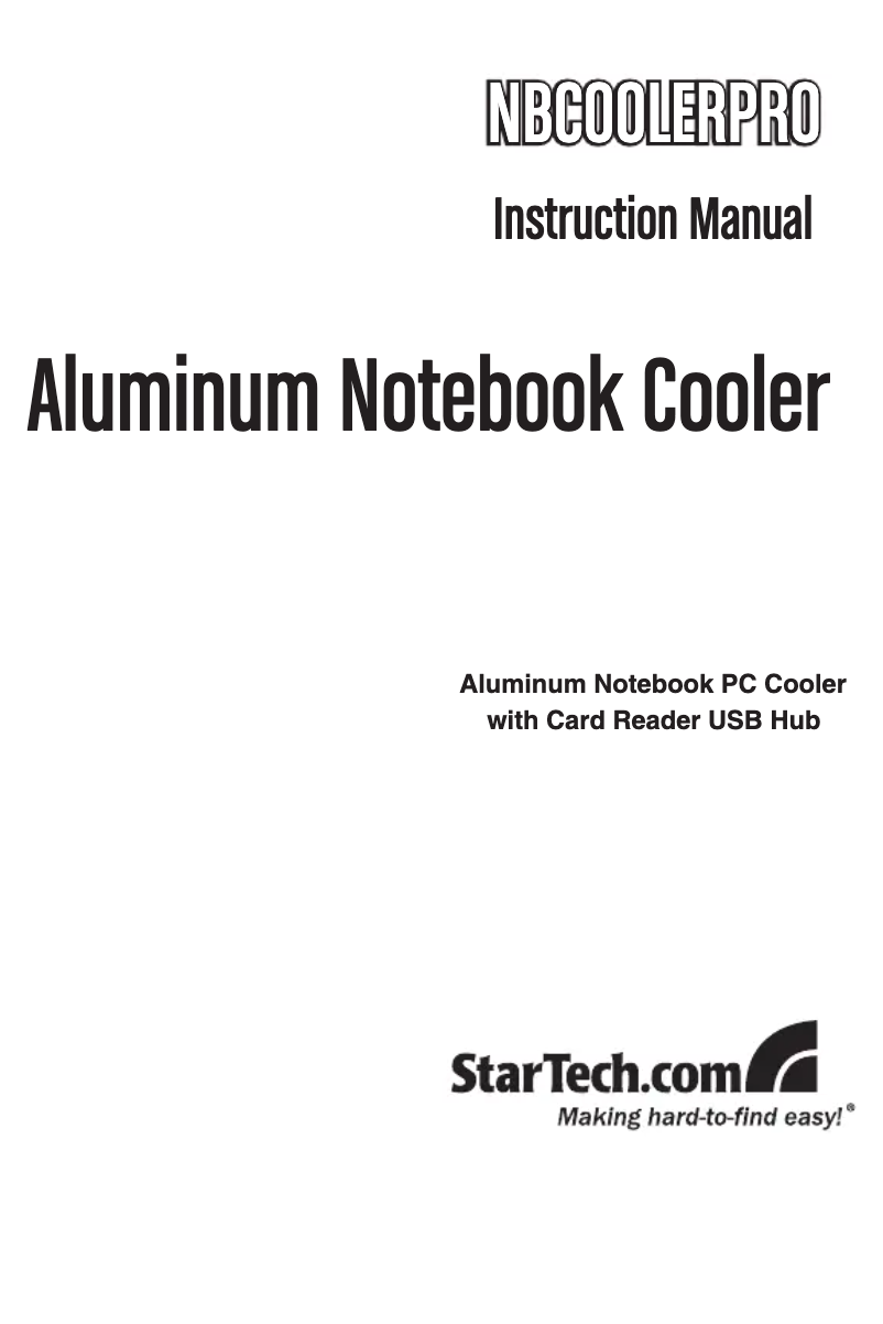 Page 1 de la notice Manuel utilisateur StarTech.com NBCOOLERPRO