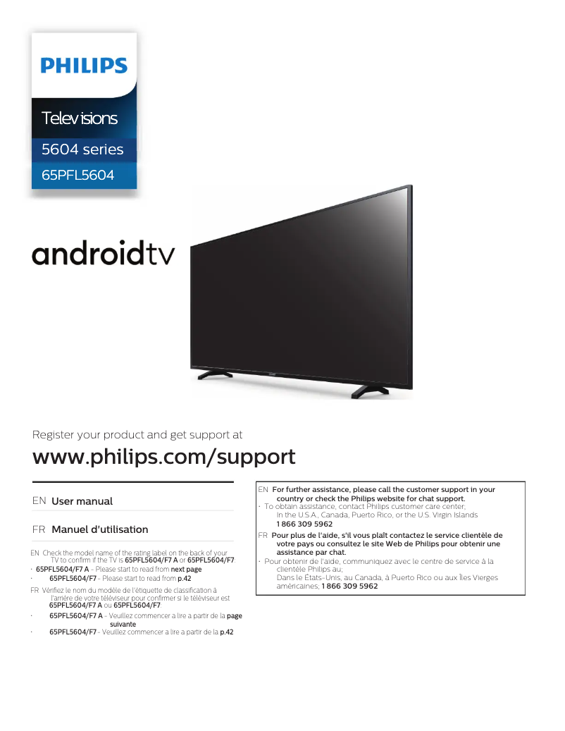 Page n°1 - Manuel utilisateur Philips 65PFL5604