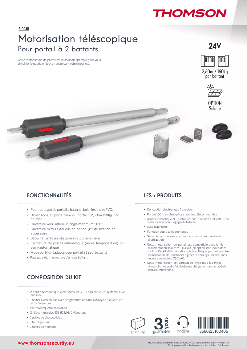 Page n°1 - Fiche technique Thomson 510040