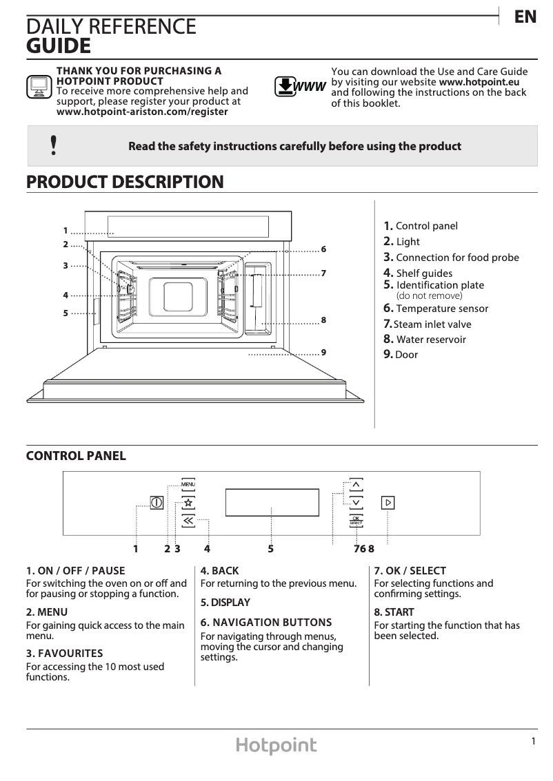 Page n°1 - Manuel utilisateur Hotpoint MS 998 IX H