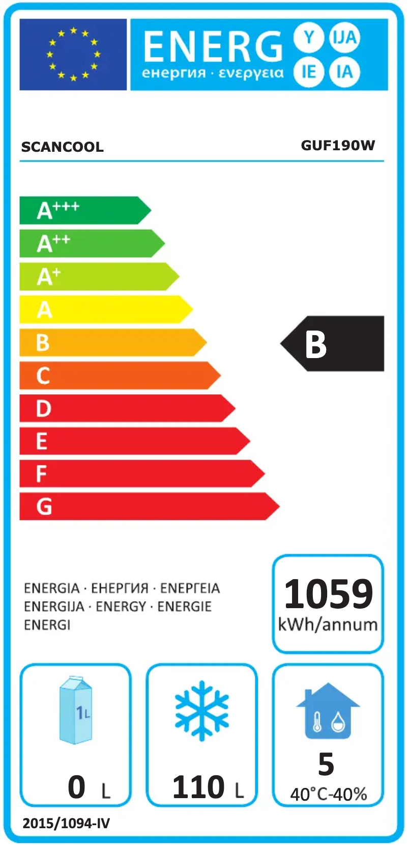 Page 1 de la notice Label énergétique Scancool GUF190W