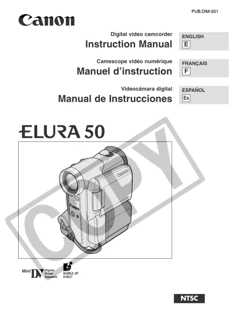 Page 1 de la notice Manuel utilisateur Canon Elura 50