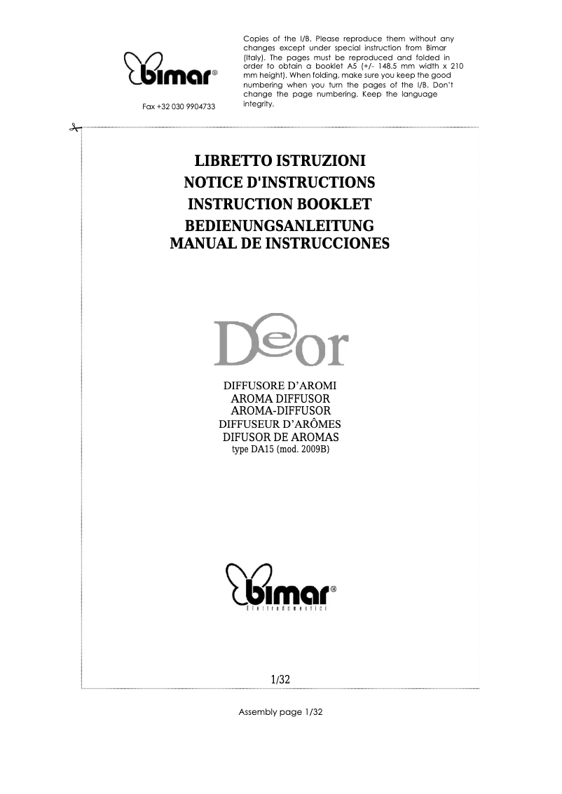 Image de la première page du manuel de l'appareil DA15