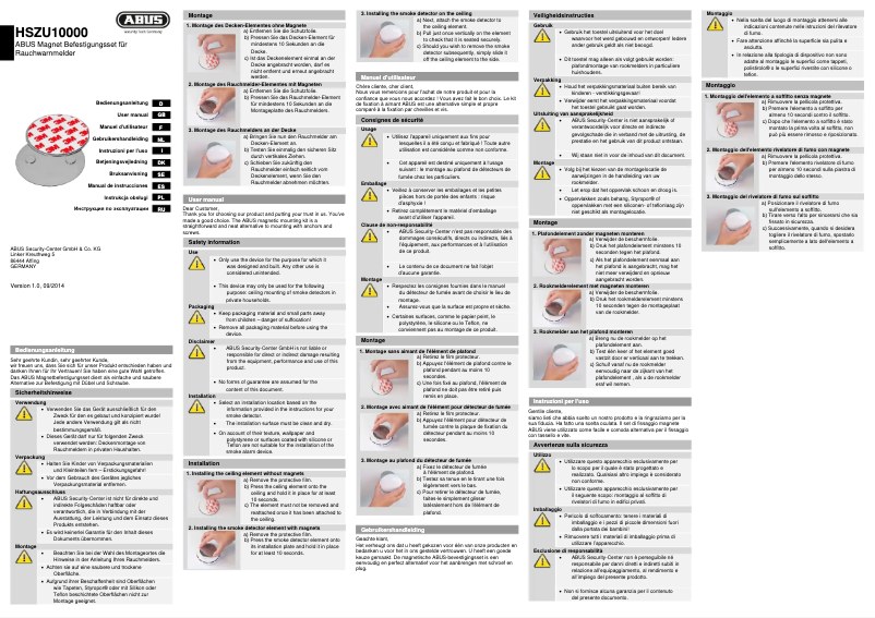 Image de la première page du manuel de l'appareil HSZU10000