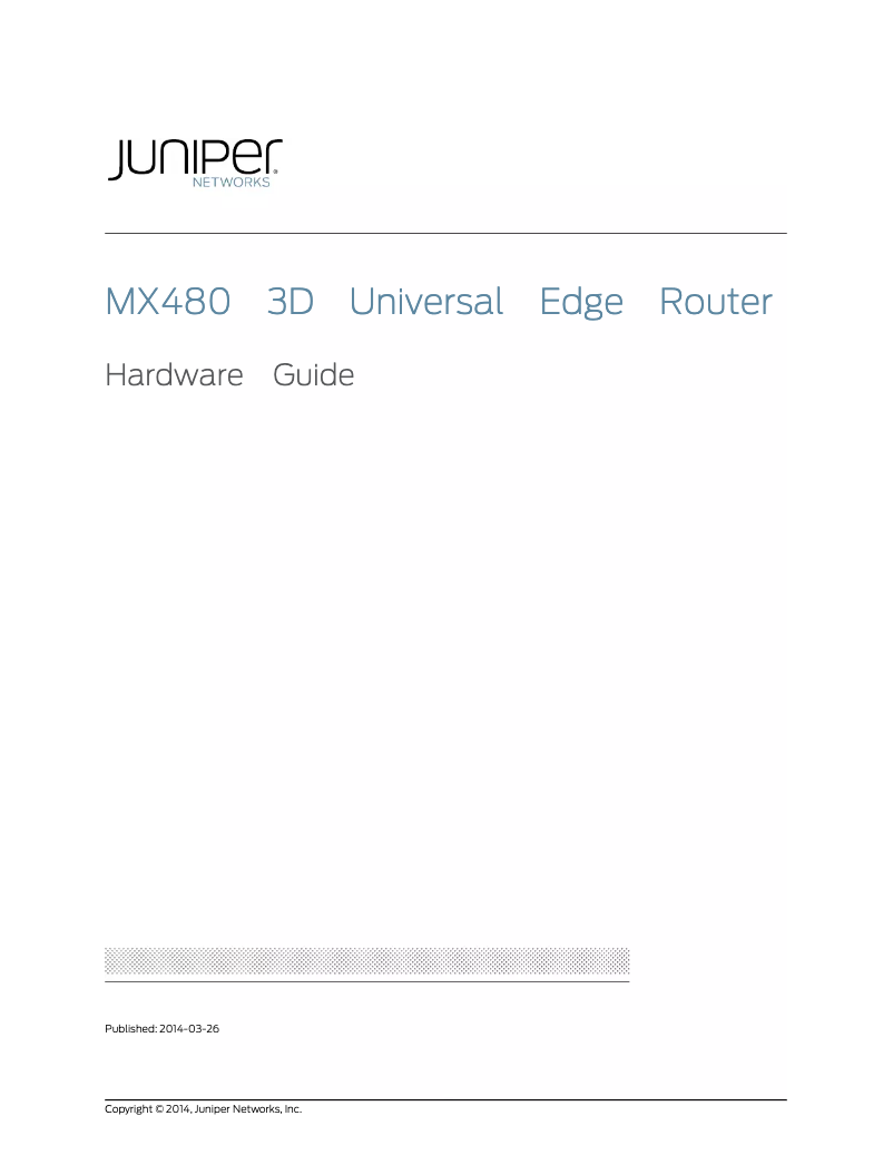 Page 1 de la notice Manuel utilisateur Juniper MX480 3D