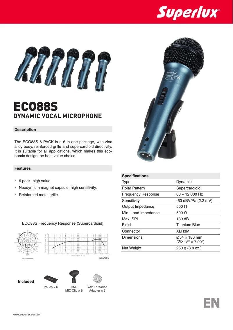 Page 1 de la notice Manuel utilisateur Superlux ECO-88
