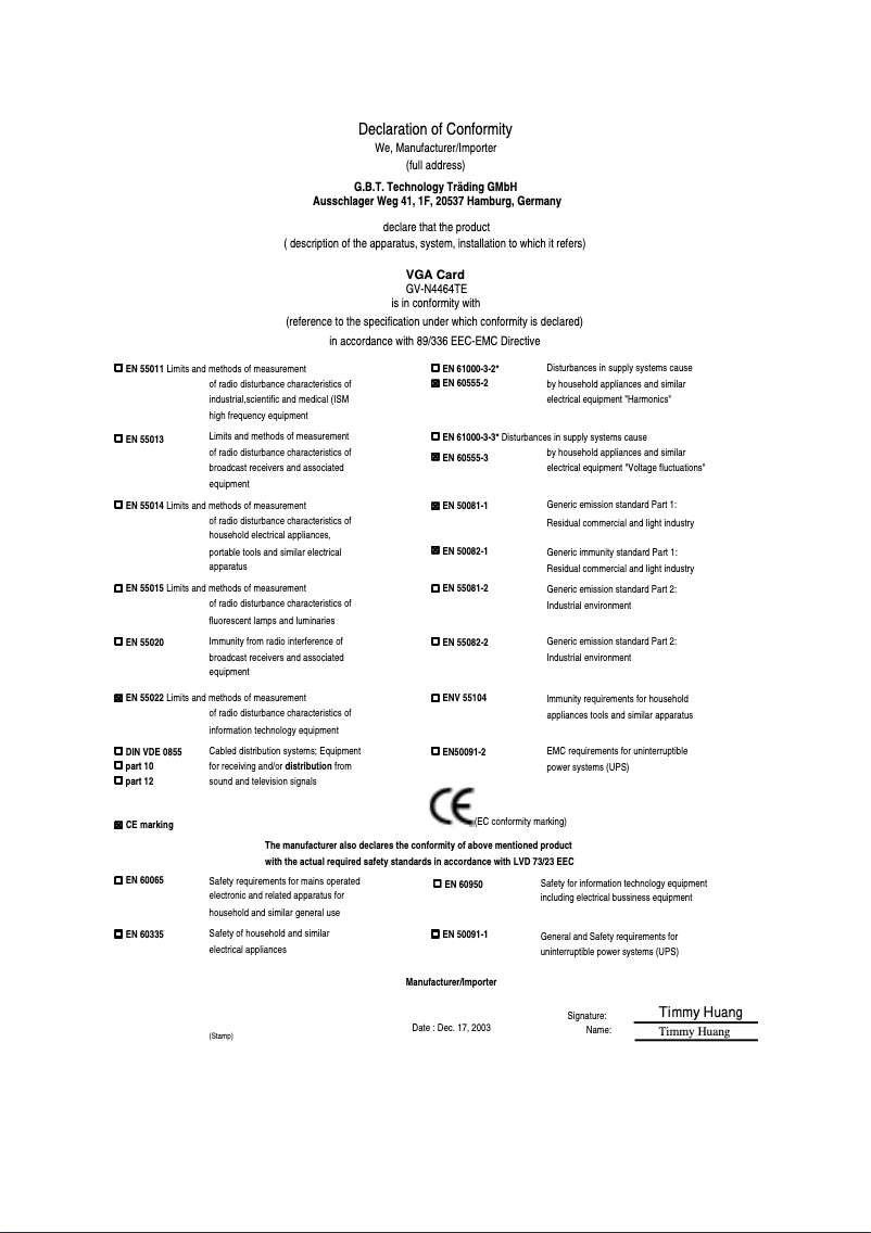 Imagen de la primera página del manual del dispositivo GV-N4464TE