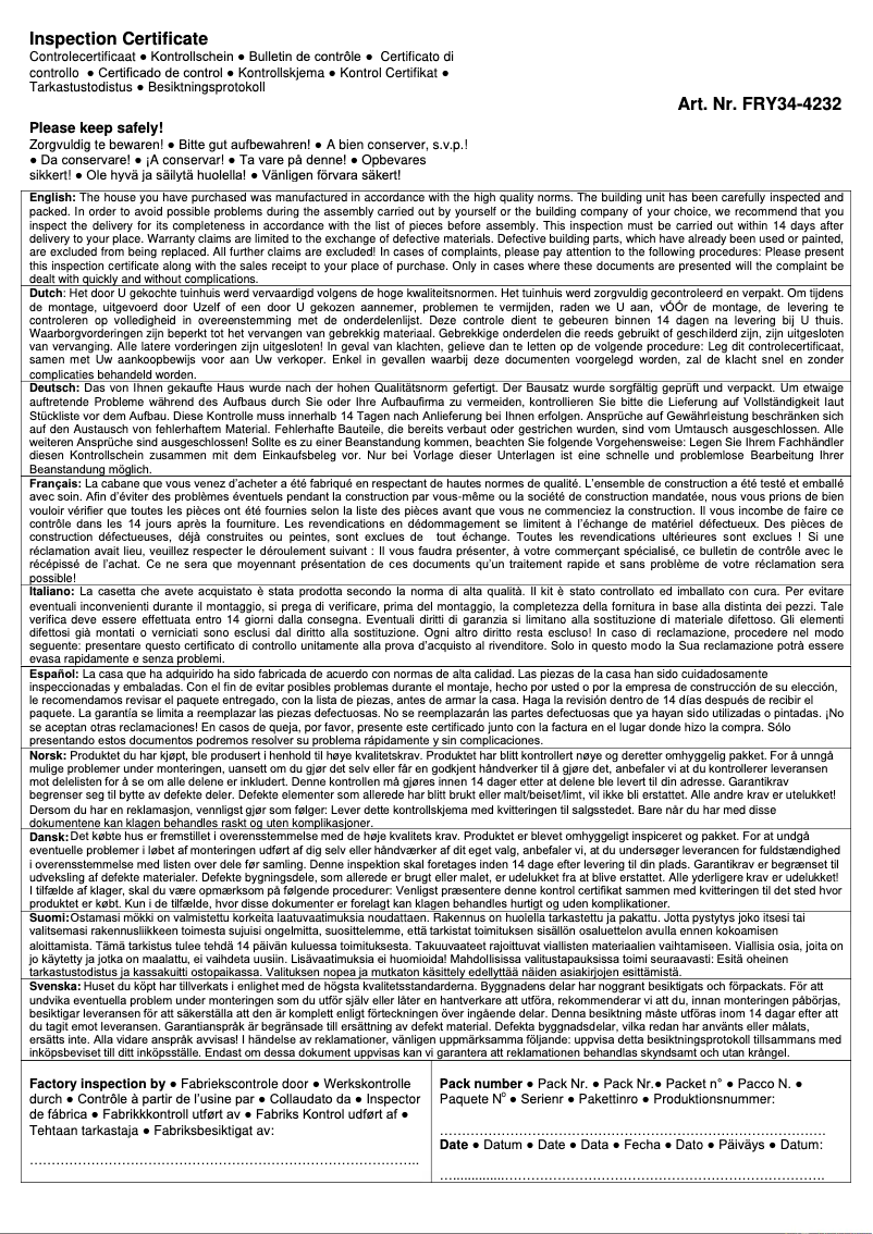 Page 1 de la notice Manuel utilisateur Palmako Claudia