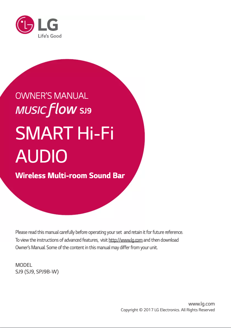 Page n°1 - Manuel utilisateur LG Music Flow SJ9
