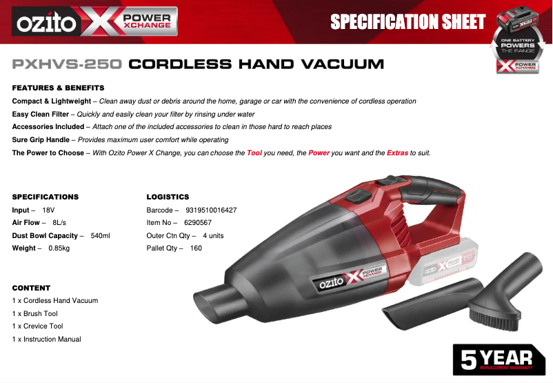 Image de la première page du manuel de l'appareil PXHVS-250