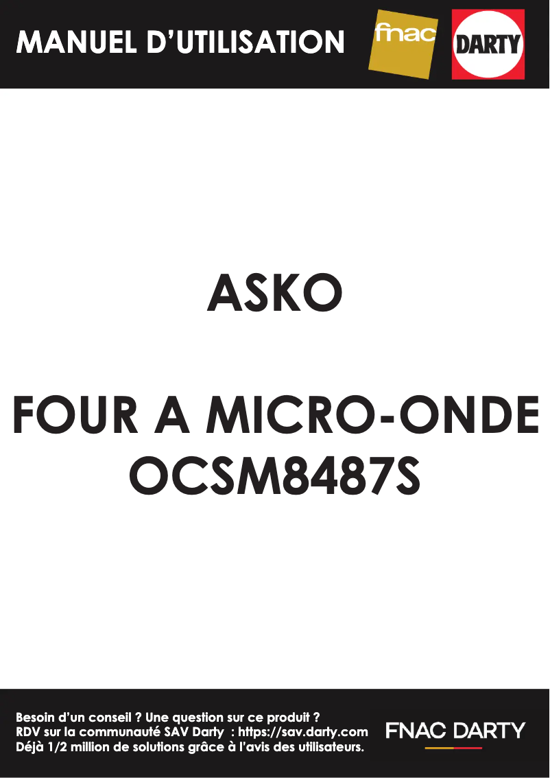 Page 1 de la notice Manuel utilisateur Asko OCSM8487S