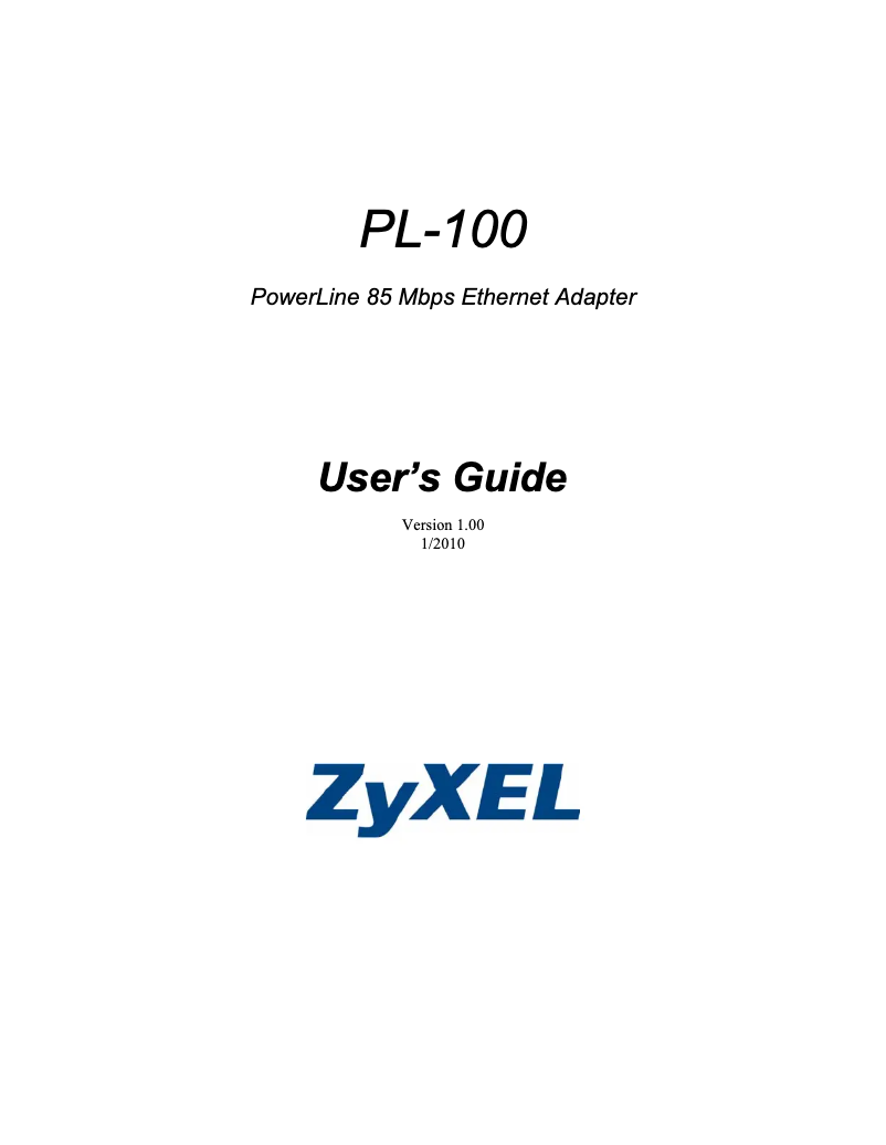 Page 1 de la notice Manuel utilisateur ZyXEL PL-100
