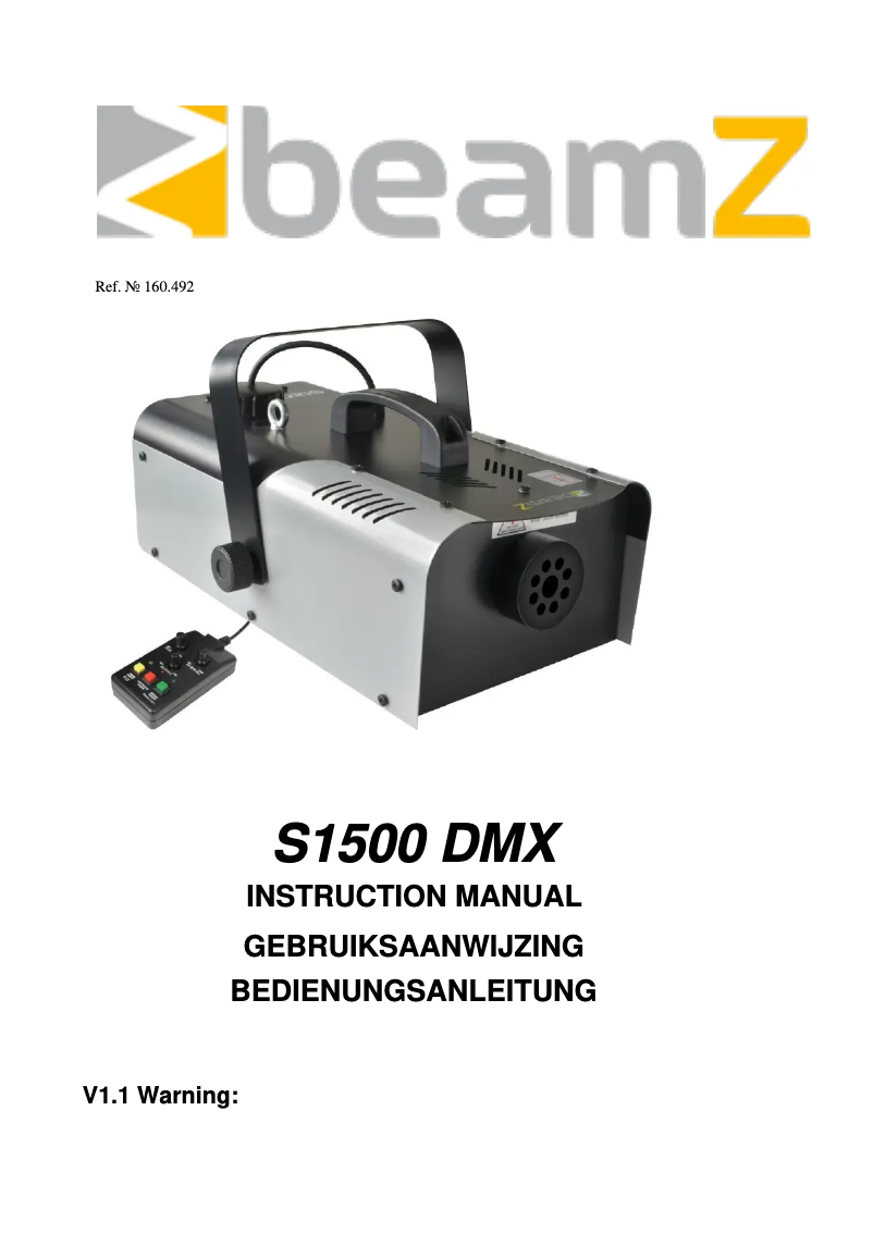 Page n°1 - Manuel utilisateur BeamZ S1500 160.492
