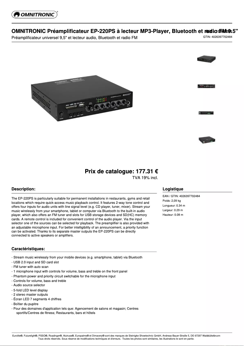 Image de la première page du manuel de l'appareil EP-220PS