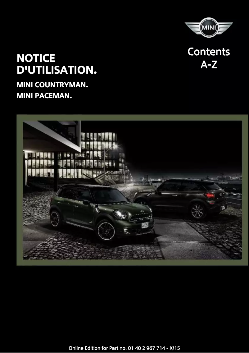Page 1 de la notice Manuel utilisateur Mini Paceman (2015)