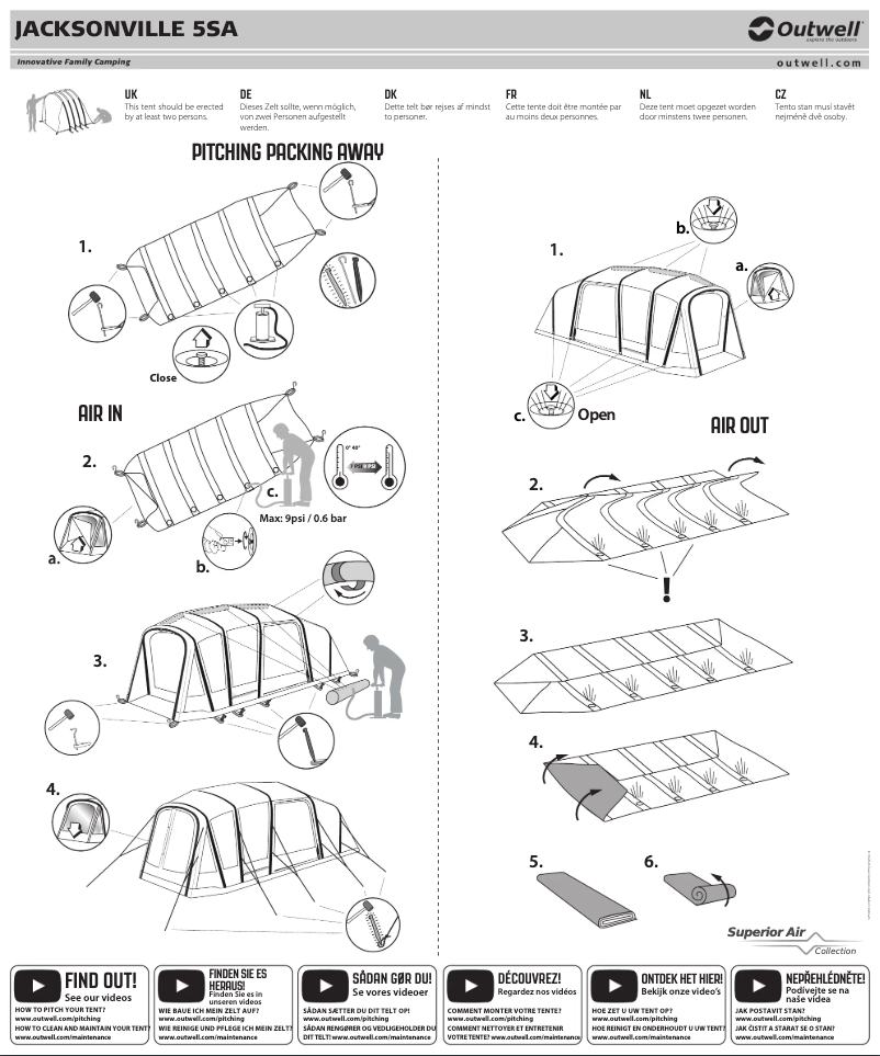 Page 1 de la notice Manuel utilisateur Outwell Jacksonville 5SA