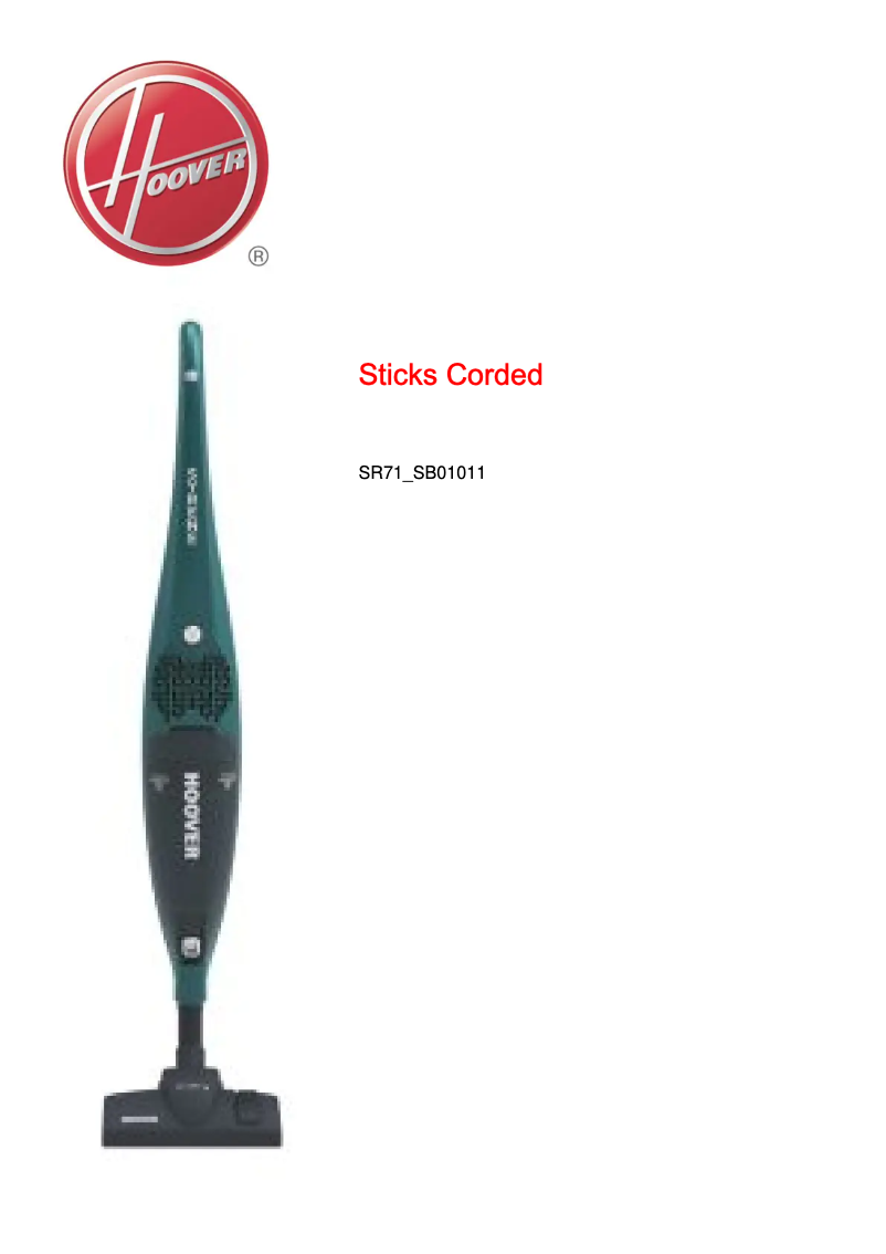 Page 1 de la notice Fiche technique Hoover SR71_SB01011