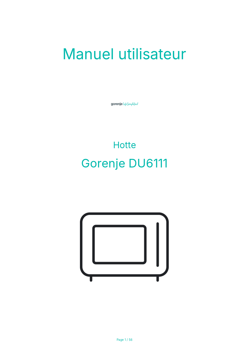 Page n°1 - Manuel utilisateur Gorenje DU6111