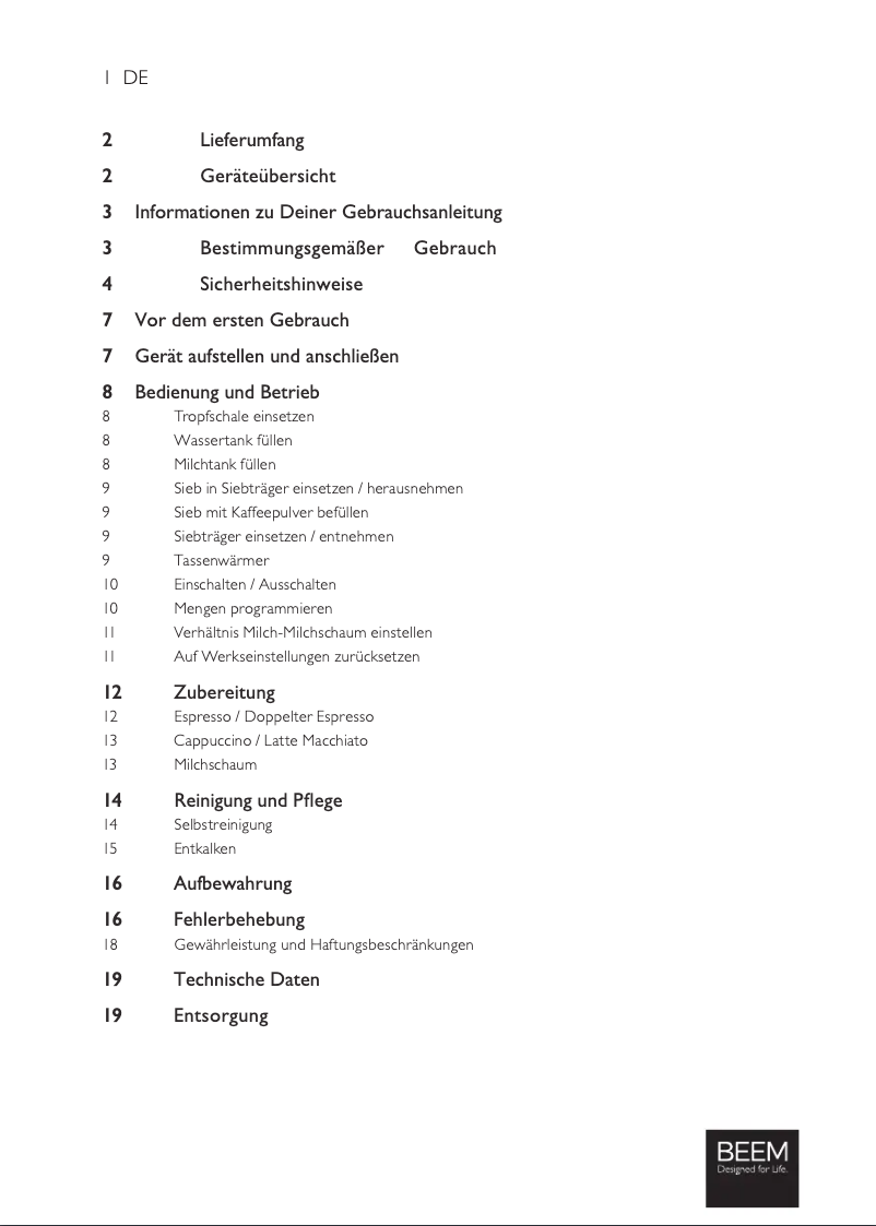 Image de la première page du manuel de l'appareil Espresso Classico II