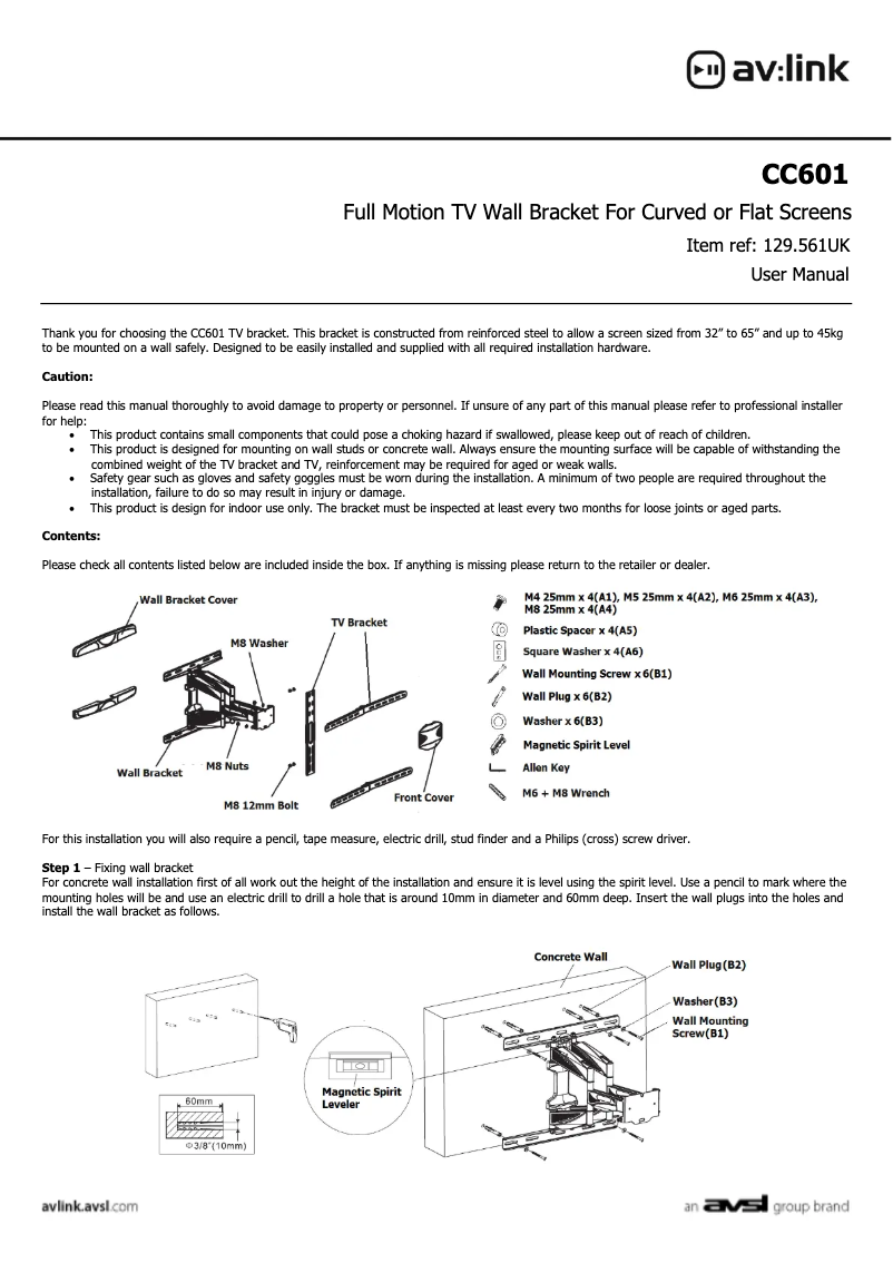 Page 1 of the manual User Manual AV:link CC601
