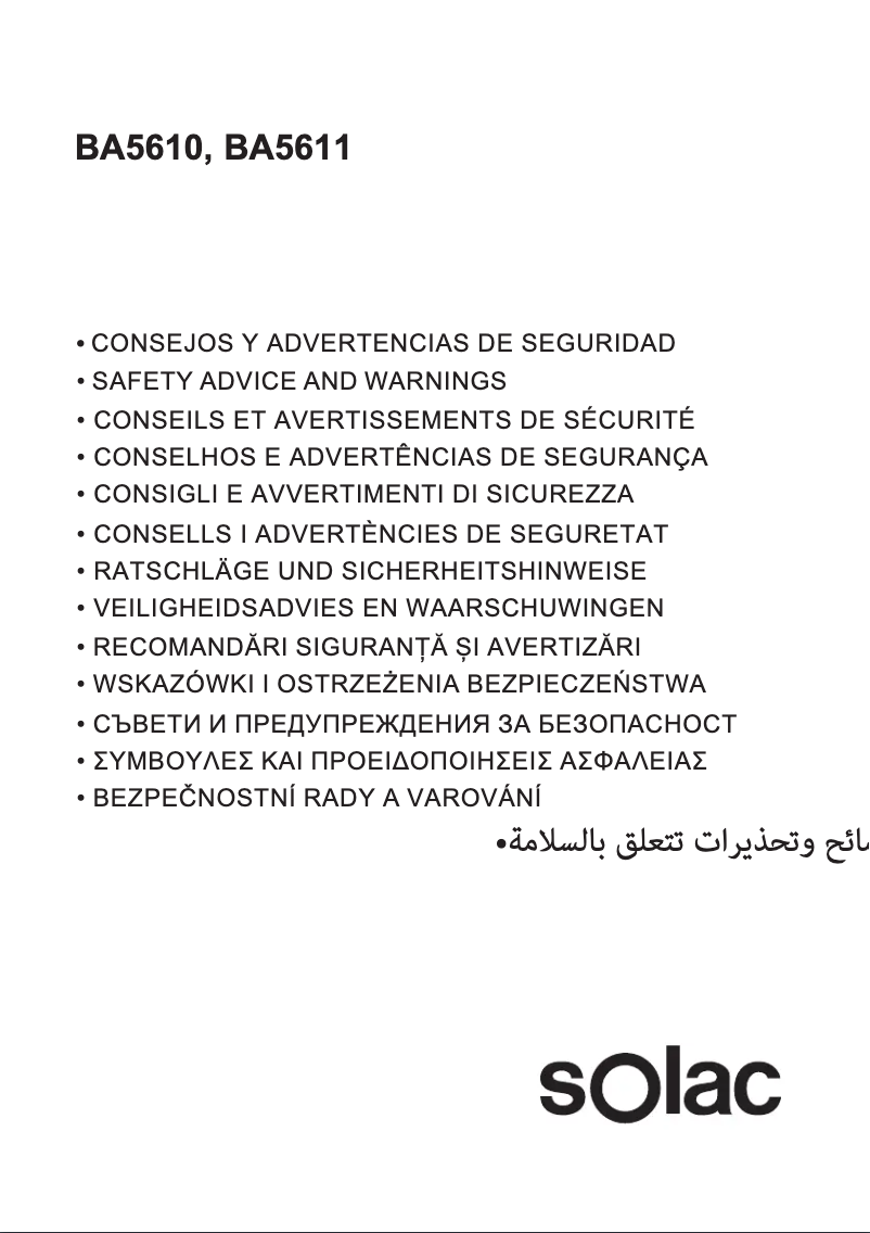 Page n°1 - Instructions de sécurité Solac Pro Chef 1500 BA5611