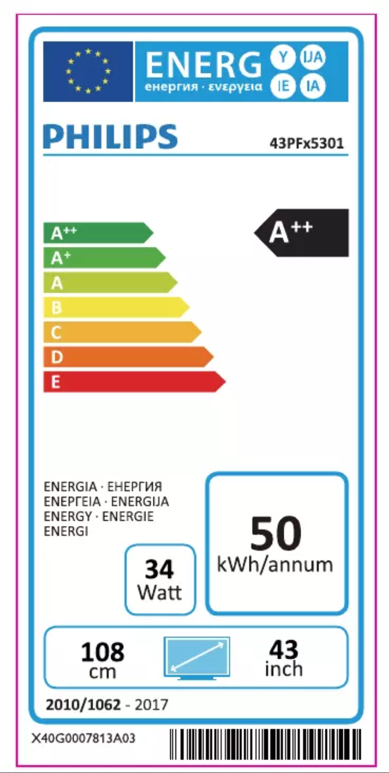 Page n°1 - Label énergétique Philips 43PFS5301