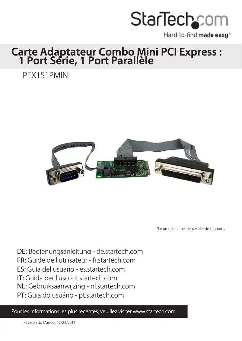 Page n°1 - Manuel utilisateur StarTech.com PEX1S1PMINI