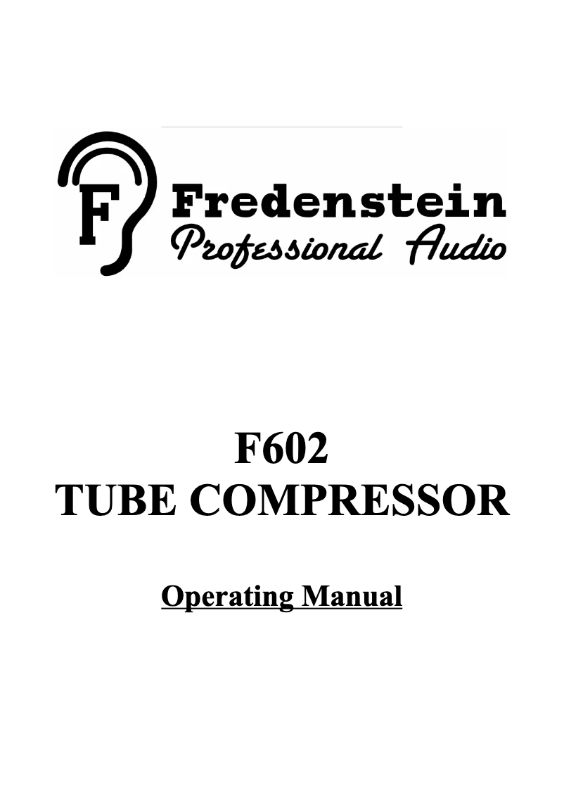 Page 1 de la notice Manuel utilisateur Fredenstein F602 Tube Compressor